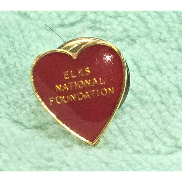Elks National Foundation Red Heart Lapel Pin Gold-Tone Backing JE363 - Picture 2 of 6